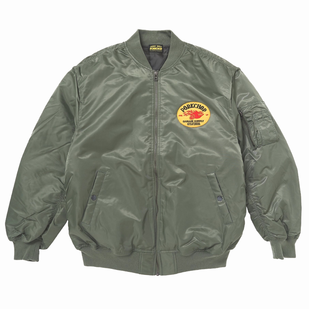 画像: PORKCHOP/FIRE UP MA-1 JACKET（OLIVE）［MA-1 JKT-24秋冬］