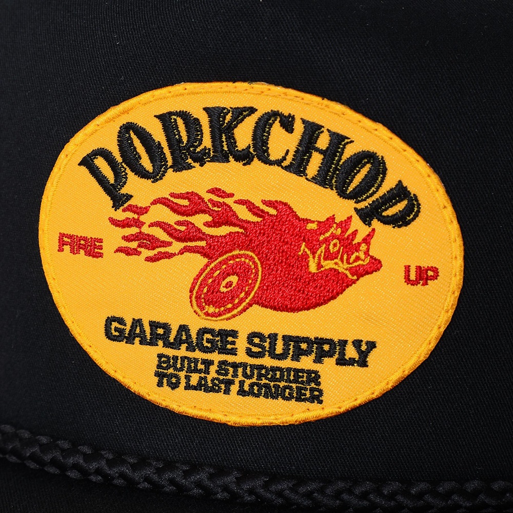 画像: PORKCHOP/FIRE UP WAPPEN CAP（BLACK）［ワッペンキャップ-24秋冬］