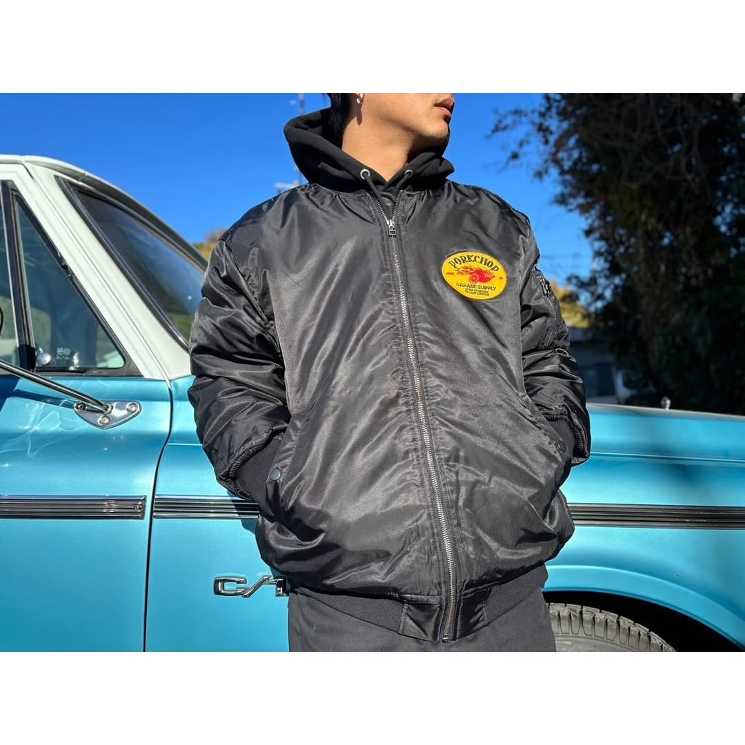 画像: PORKCHOP/FIRE UP MA-1 JACKET（BLACK）［MA-1 JKT-24秋冬］